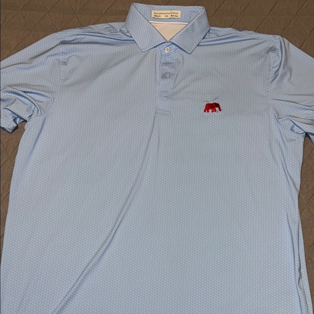 Light Blue “Visor Pattern” Holderness&Bourne Alabama Polo XXL Elephantwear Logo